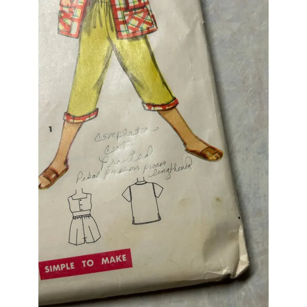Vintage 1950's Simplicity Pattern #4690 Children's 4 Piece Outfits Size‎ 5